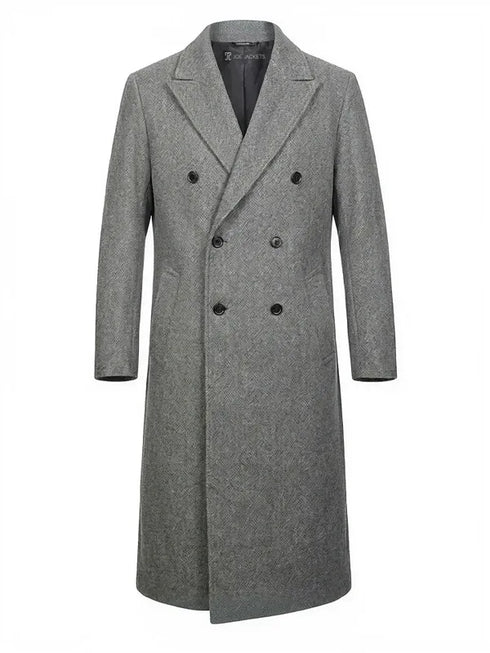 Men’s Petrillo Grey Wool Double Breasted Coat