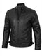 Men's Black Cafe Racer Leather Biker Jacket
