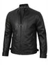 Men's Black Cafe Racer Leather Biker Jacket
