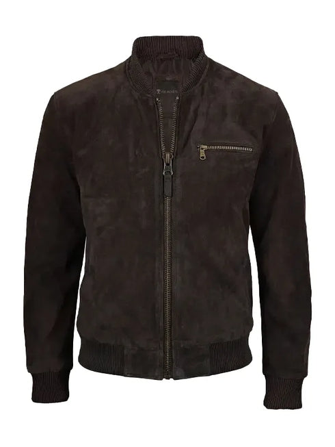 Men’s Suede Leather Dark Brown Jacket