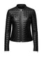 Women's Black Quilted Motorcycle Leather Jacket