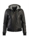 Women's Black Hooded Leather Bomber Jacket