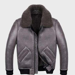 Men's Shearling Grey Sheepskin B2 Leather Jacket