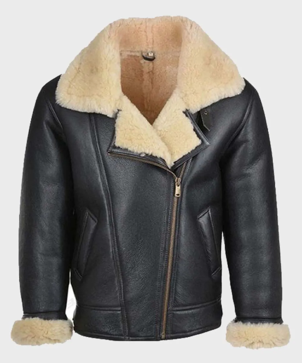 Men's Shearling Black Leather B3 Jacket
