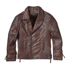 Men's Waxed Brown Biker Leather Jacket