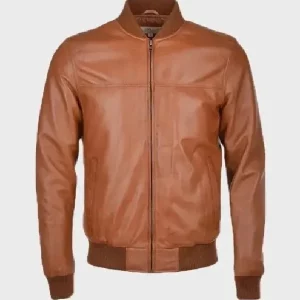 Men's Waxed Bomber Brown Leather Jacket