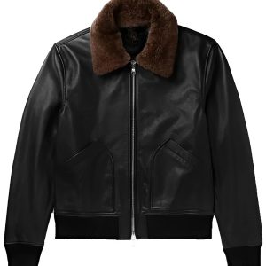Men's Black Bomber Shearling Leather Jacket