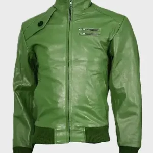 Men's Green Bomber Leather Jacket