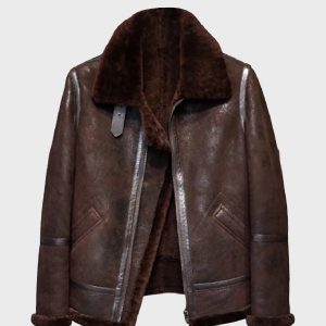 Men’s Brown Distressed B3 Shearling Leather Jacket