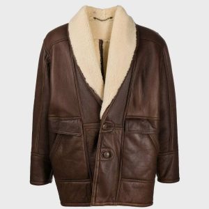 Vintage Brown Leather Shearling Jacket