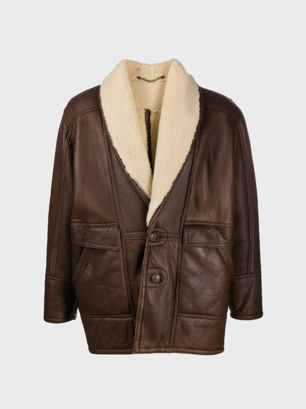 Vintage Brown Leather Shearling Jacket