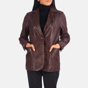 Norma Maroon Women's Leather Blazer