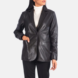 Norma Black Women`s Nubuck Leather Blazer