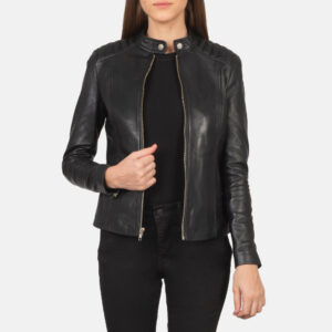 Kelsee Black Leather Women`s Biker Jacket