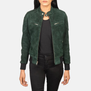 Zenna Green Women's Suede Bomber Jacket