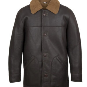 Black Shearling Leather Long Coat