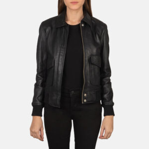Westa A-2 Black Leather Women`s Bomber Jacket