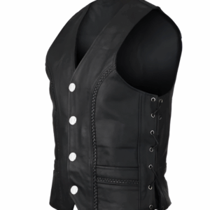 Men's Versatile Leather Vest in Black