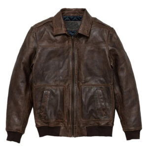 Men`s Bomber Jacket in Dark Brown with Shirt Style