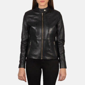 Rave Black Leather Women`s Biker Jacket