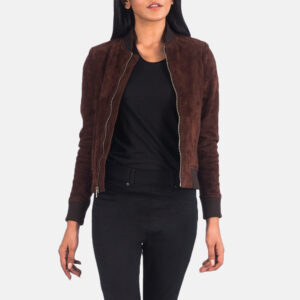 Women`s Bliss Brown Bomber Suede Jacket