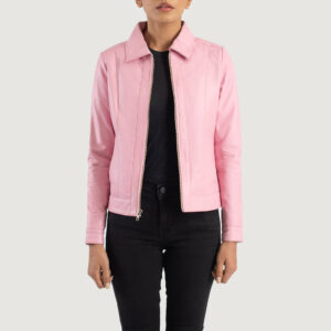 Vixen Pink Classic Collar Leather Women`s Biker Jacket