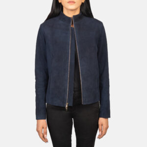 Women's Rumella Blue Suede Biker Jacket