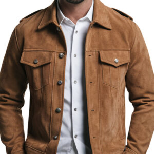 Classic Camel Brown Suede Jacket for Men