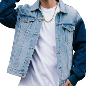 Light Blue Dual-Tone  Denim Jacket for Men