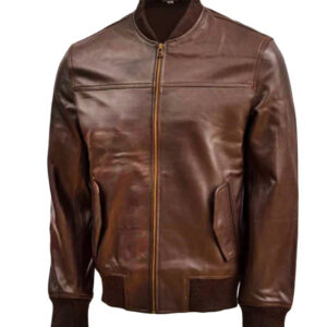 Men`s Dark Brown Bomber Biker Leather Jacket