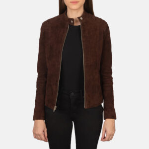 Kelsee Mocha Women's Suede Biker Jacket