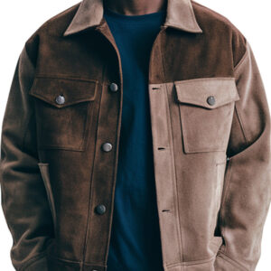 Vintage-Inspired Two-Tone Brown Suede Jacket for Men