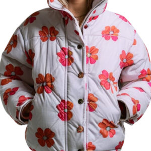 Floral Print Quilted Women`s Puffer Jacket