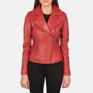 Flashback Red Leather Women`s Biker Jacket