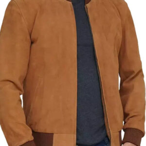 Men`s Brown Slim-Fit Suede Jacket for Urban Style