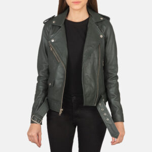 Alison Green Leather Women`s Biker Jacket