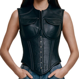 Black Women's Leather Corset Vest
