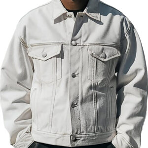 Men's Casual White Denim Jacket