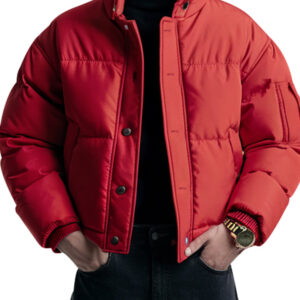 Men`s Classic Red Quilted Winter Puffer Jacket