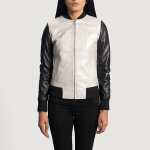 Cole Silver Leather Women`s Bomber Jacket