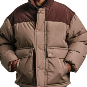 Dual-Tone Brown Puffer Jacket for Men