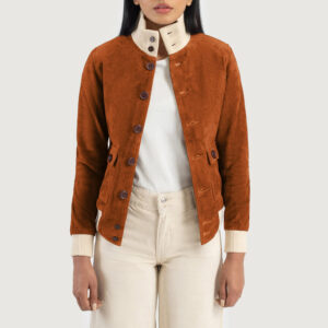 Sasha A1 Brown Women`s Suede Bomber Jacket