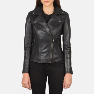 Flashback Black Leather Women`s Biker Jacket