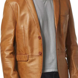 Men`s Tan Lambskin Leather Blazer