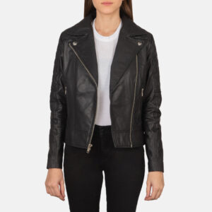 Carolyn Quilted Black Women`s Biker Jacket