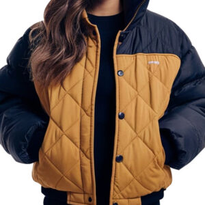Women's Two-Tone High Neck Quilted Puffer Jacket