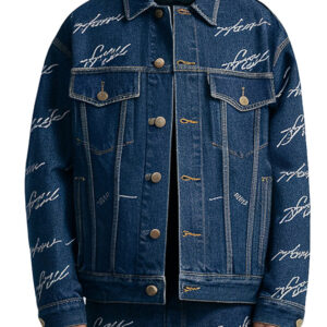 Men's Denim Jacket with Artistic Script Print