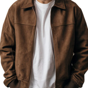 Classic Brown Bomber Suede Jacket for Men