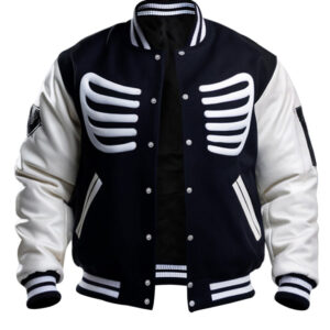Men`s Skeleton-Themed Stadium Varsity Jacket