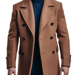 Double-Breasted Men's Classic Camel Overcoat